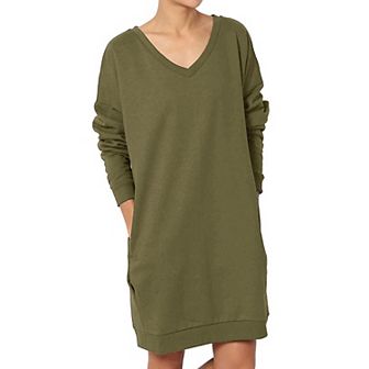 Haute Edition Women's Oversized Pullover Sweatshirt Dress