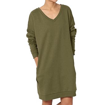 Haute Edition Women's Oversized Pullover Sweatshirt Dress