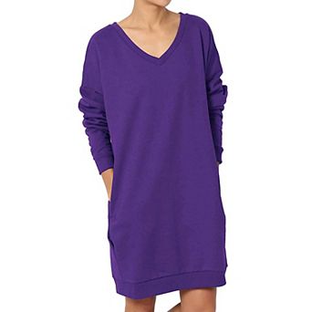 Haute Edition Women's Oversized Pullover Sweatshirt Dress