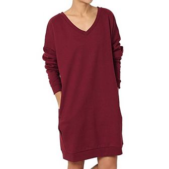 Haute Edition Women's Oversized Pullover Sweatshirt Dress