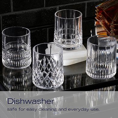Mikasa Carrick 4 pc Double Old Fashioned Glasses Set