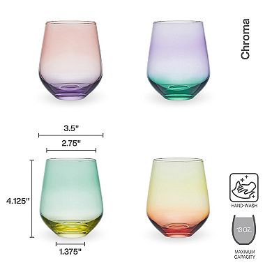 Mikasa Chroma 4 pc Stemless Wine Glasses Set