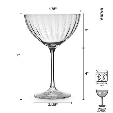 Mikasa Verve 4 pc Cocktail Coupe Glasses Set
