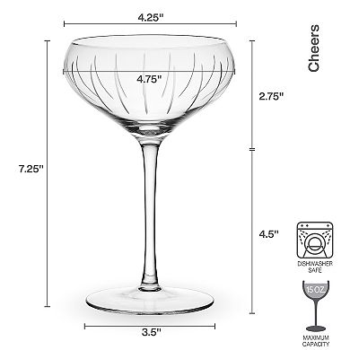 Mikasa Cheers 4 pc Coupe Cocktail Glasses Set