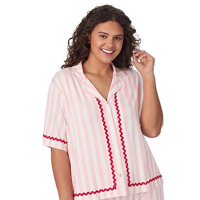 Plus Size Beauty Sleep Social 2-Piece Cozy Notch Pajama Top & Pajama Shorts Set