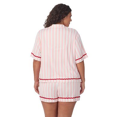 Plus Size Beauty Sleep Social 2-Piece Cozy Notch Pajama Top & Pajama Shorts Set