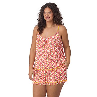 Plus Size Beauty Sleep Social 2-Piece Cozy Pajama Tank Top & Pajama Shorts Set