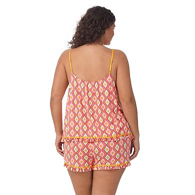 Plus Size Beauty Sleep Social 2-Piece Cozy Pajama Tank Top & Pajama Shorts Set