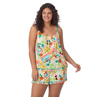 Plus Size Beauty Sleep Social 2 pc Cozy Pajama Tank Top & Pajama Shorts Set