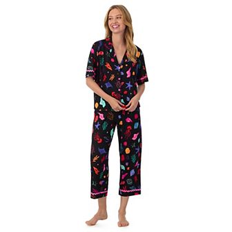 Women's Beauty Sleep Social Cozy Notch Pajama Top & Cropped Pajama Pants Pajama Set
