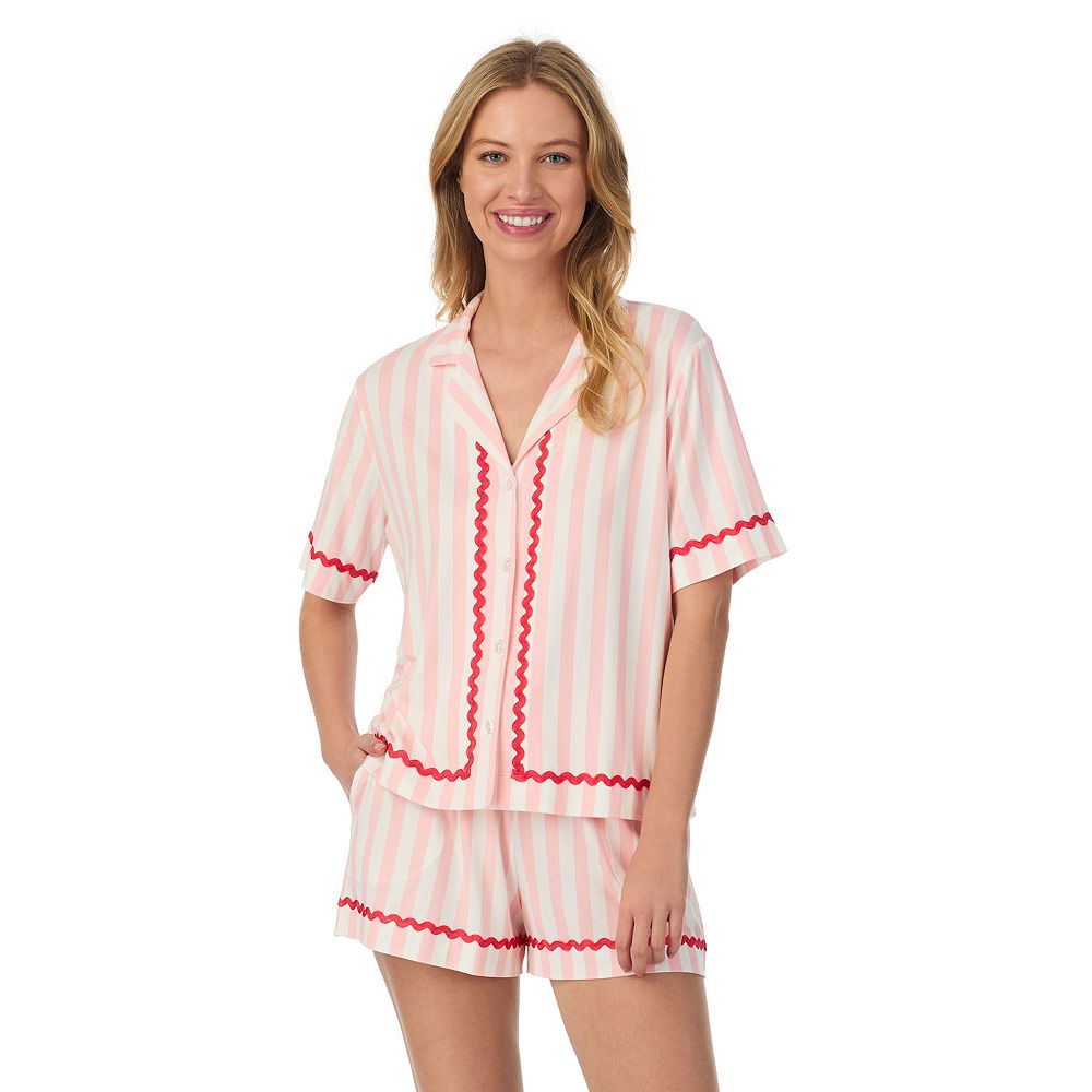 Women's Beauty Sleep Social Cozy Notch Pajama Top & Pajama Shorts Set