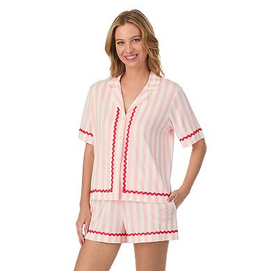 Women's Beauty Sleep Social Cozy Notch Pajama Top & Pajama Shorts Set