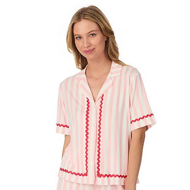 Women's Beauty Sleep Social Cozy Notch Pajama Top & Pajama Shorts Set
