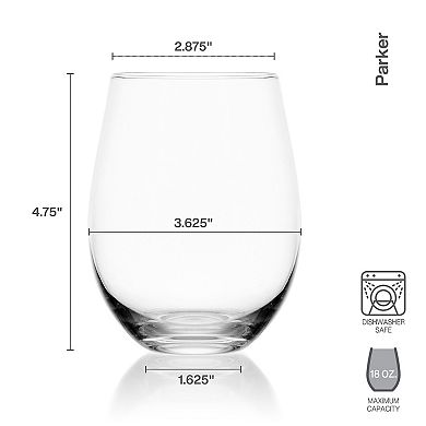 Mikasa Parker 4-Piece 18-oz. Stemless Wine Glass Set