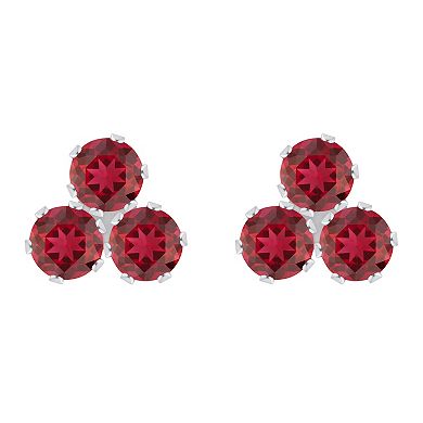 Celebration Gems 10k White Gold Round Lab-Created Gemstone Cluster Stud Earrings