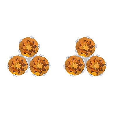 Celebration Gems 10k White Gold Round Gemstone Cluster Stud Earrings