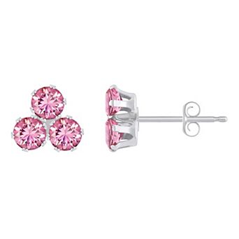 Celebration Gems 10k Gold Round Pink Cubic Zirconia Cluster Stud Earrings
