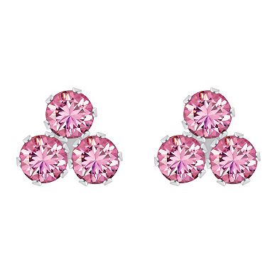 Celebration Gems 10k Gold Round Pink Cubic Zirconia Cluster Stud Earrings