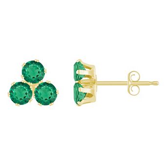 Celebration Gems 10k Gold Round Lab-Created Gemstone Cluster Stud Earrings