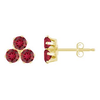 Celebration Gems 10k Gold Round Lab-Created Gemstone Cluster Stud Earrings