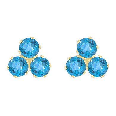 Celebration Gems 10k Gold Round Gemstone Cluster Stud Earrings