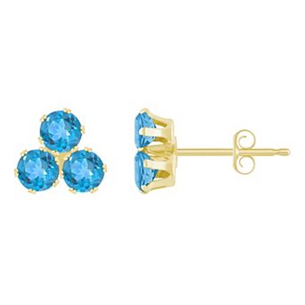 Celebration Gems 10k Gold Round Gemstone Cluster Stud Earrings