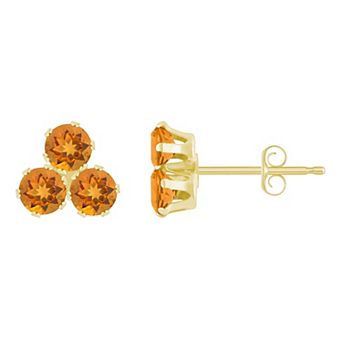 Celebration Gems 10k Gold Round Gemstone Cluster Stud Earrings