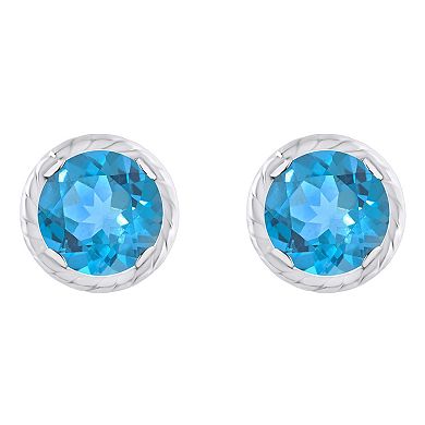 Celebration Gems 10k White Gold 5 mm Round Gemstone Martini Rope Stud Earrings