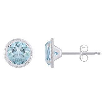 Celebration Gems 10k White Gold 5 mm Round Gemstone Martini Rope Stud Earrings