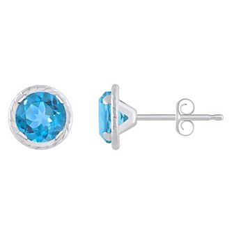 Celebration Gems 10k White Gold 5 mm Round Gemstone Martini Rope Stud Earrings