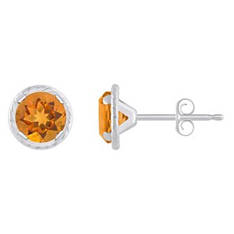 Celebration Gems 10k White Gold 5 mm Round Gemstone Martini Rope Stud Earrings