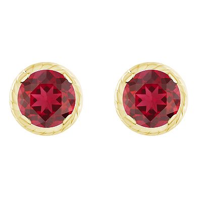 Celebration Gems 10k Gold 5 mm Round Lab-Created Gemstone Martini Rope Stud Earrings
