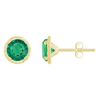 Celebration Gems 10k Gold 5 mm Round Lab-Created Gemstone Martini Rope Stud Earrings