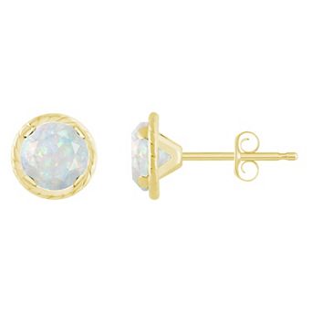 Celebration Gems 10k Gold 5 mm Round Lab-Created Gemstone Martini Rope Stud Earrings