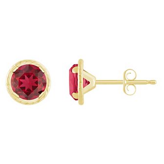 Celebration Gems 10k Gold 5 mm Round Lab-Created Gemstone Martini Rope Stud Earrings