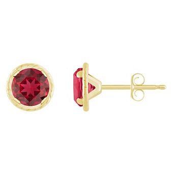 Celebration Gems 10k Gold 5 mm Round Lab-Created Gemstone Martini Rope Stud Earrings