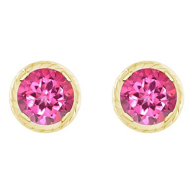 Celebration Gems 10k Gold 5 mm Round Gemstone Martini Rope Stud Earrings