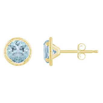 Celebration Gems 10k Gold 5 mm Round Gemstone Martini Rope Stud Earrings