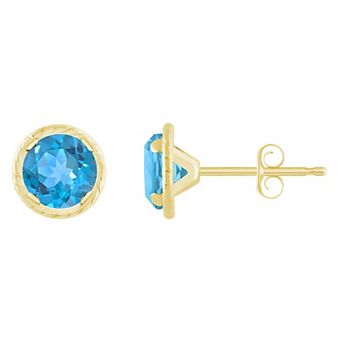 Celebration Gems 10k Gold 5 mm Round Gemstone Martini Rope Stud Earrings