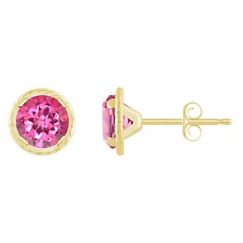 Celebration Gems 10k Gold 5 mm Round Gemstone Martini Rope Stud Earrings
