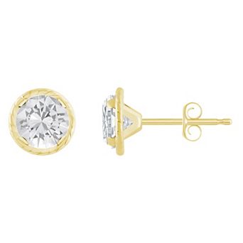 Celebration Gems 10k Gold 5 mm Round Gemstone Martini Rope Stud Earrings