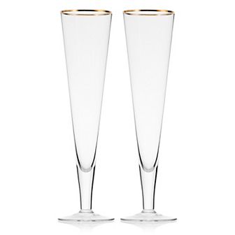 Mikasa Trumpet Gold Band 2 pc Champagne Flute Set