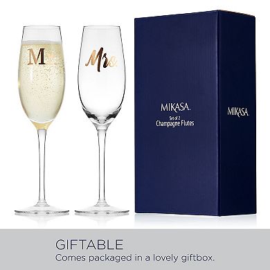 Mikasa Mr. and Mrs. 2 pc Champagne Toasting Flute Set
