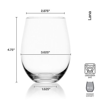 Mikasa Lana 4 pc Stemless Wine Glass Set