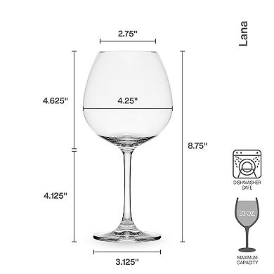 Mikasa Lana 4 pc Red Wine Balloon Glass Set