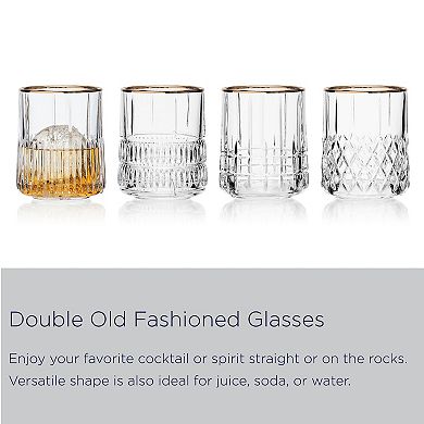 Mikasa 4-Piece Carrick Gold Double Old Fashioned Glass Set