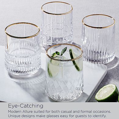 Mikasa 4-Piece Carrick Gold Double Old Fashioned Glass Set