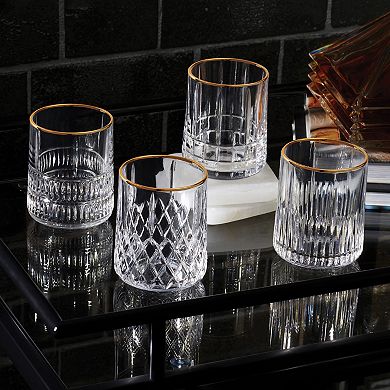 Mikasa 4-Piece Carrick Gold Double Old Fashioned Glass Set