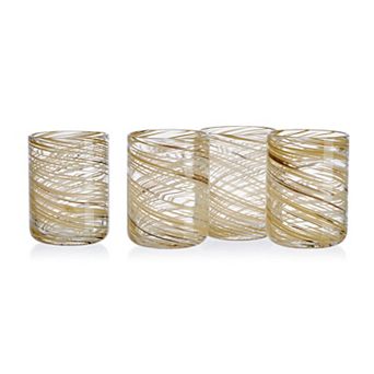 Mikasa Color Swirl 4 pc Honey Double Old Fashioned Glass Set