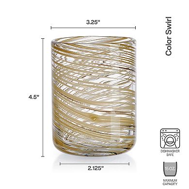 Mikasa Color Swirl 4 pc Honey Double Old Fashioned Glass Set